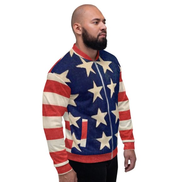 Vintage Flag of the United States of America Unisex Bomber Jacket - Picture 3 of 6